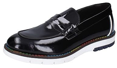 EVEET Mocassini Uomo Pelle Verniciata Nero 40 EU