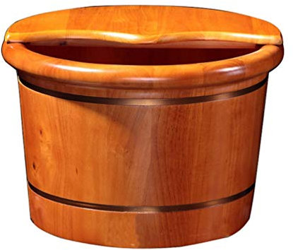 SilteD Holzfass-Fußbad, Fußmassage-Whirlpool-Badeeimer mit Abdeckung, Fußbecken für Fußbad, Einweichen oder Entgiften, Fußbadeeimer aus Holz Present
