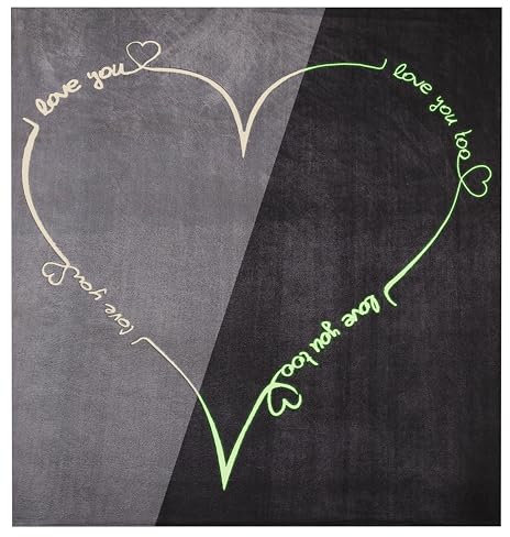 Kuscheldecke Tagesdecke Love You Grau Glow in The Dark Kuschelig Flauschig Warm Soft Fleece Nicki Wohndecke Couch Sofa Decke Geschenke für Frauen, Größe: 220x240 cm