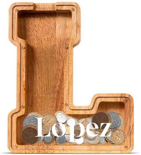 Custom Holz Buchstaben Spardose Kinder|Personalisierte Name|Kreative Sparschwein für Jungen und Mädchen|Adult für Alphabet|Weihnachten|Geburtstag|Dekoration|School Enrolment Gift (L)