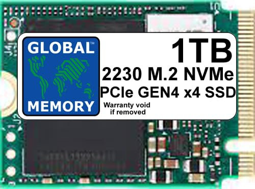 GLOBAL MEMORY 1TB M.2 2230 PCIe Gen4 x4 NVMe Solid State Drive (SSD) für Microsoft Surface 3/4 / Pro (X, 7+, 8, 9) / GO/STEAM DECK