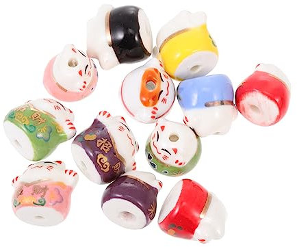 Operitacx 48 Pièces Pendentif chat coloré en céramique voiture bling collier de perles d'espacement décor porte-clés perles en céramique perles de bricolage en céramique chaton gadgets perlé