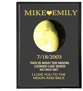 Benutzerdefinierte Mondphase Leinwand Rahmen Holz Lunar Print Art Frame Personalisierte Paar Geschenke Wand Dekor Jubiläum Mondphasen Fotorahmen, kundenspezifische Geschenke für ihn oder sie