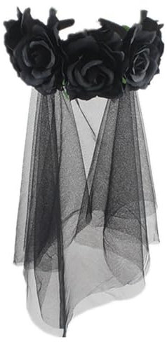 Caiguoer Halloween Headband Floral Hair Accessories Gotico Bride Veil Halloween Party Headwear Abbigliamento per Ragazze Donne (A)