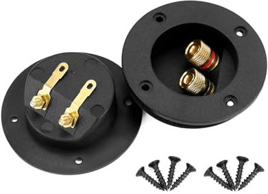 QWORK® 2 Stück 2-Wege Lautsprecherbox Anschlussklemme, runde Federbecher-Anschlüsse, Subwoofer Anschlussklemme, Lautsprecheranschlüsse, Lautsprecher Runde Spring Cup