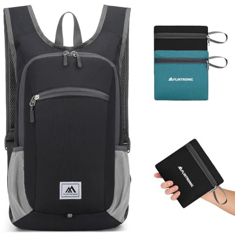 flintronic Faltbarer Rucksack, 16L Kleiner Wanderrucksack, Ultraleicht Wanderrucksack, Wasserfest Reiserucksack, Packbare Backpack, Damen Herren Daypack, für Camping Klettern/Outdoor Wandern