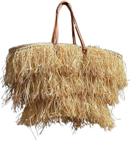 Panier plage osier - Panier plage paille - Sac paille bohème
