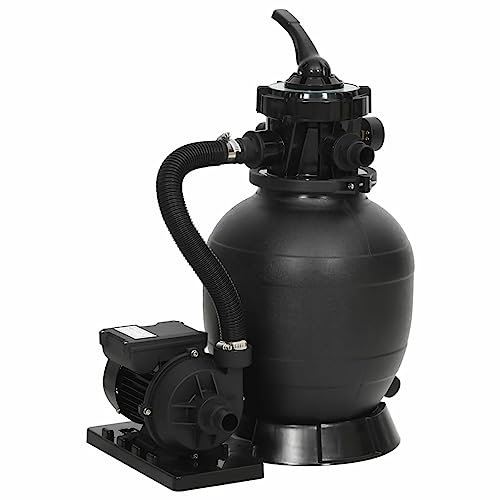 qohoio Pool-Sandfilter mit 6-Wege-Ventil Sand FüR Pool Sandfilteranlage Poolpumpe Sandfilter Schwarz