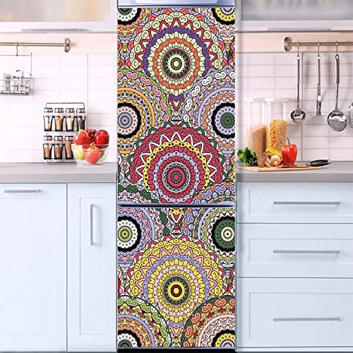 Alwayspon Self-Adhesive Vinyl Fridge Wrap, Peel and Stick Refrigerator Door Mural Removable, Luxury Grey Gold Splicing Marble Effect Fridge Sticker, 56x163CM