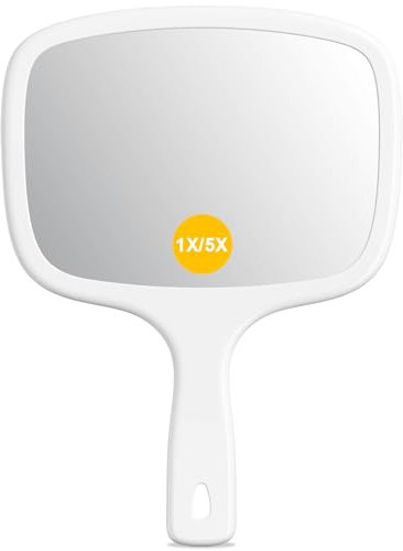 Auxmir 10X/1X Magnifying Mirror, Double Sided Makeup Mirror with Handle, Cosmetic Hand Mirrors, Portable Travel Handheld Mirrors for Makeup, Shaving, Facial Care
