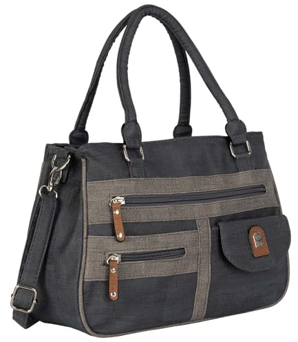 EAAKIE Damen Tasche, Schultertasche, Handtasche, Umhängetasche mit Leder Optik und vielen Fächern (BLUE)