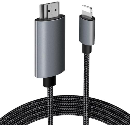 Effdrdfs HDMI Cable for iPhone- HDMI Converter Cable for iPhone, Phone/Pad to TV Cable Compatible with i-Phone 14/12/11,X,8,7,6,5 and i-Pad Devices, High Definition 1080P@60Hz, 1.5m