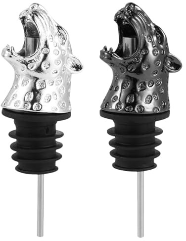 Alipis 2pcs Wine Stopper Vacuum Pourer Alloy Animal Bottle Cap Wine Pourer for Bars
