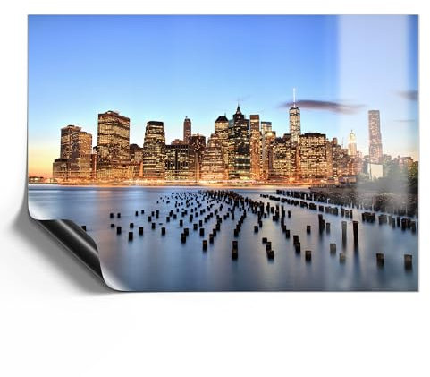 DEQORI Magnetfolie universal 42x30 cm (A3) | Motiv Dämmerung in NYC | Magnet Magnetmatte Kühlschrank | magnetisch beschreibbar Wochenplaner & Haushaltsplaner | Magnet-Schild Einkaufsliste