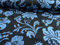 Baumwolle, Baumwollstretch, Hellblaue Blumen auf Marine als Meterware zum Nähen, 50 cm
