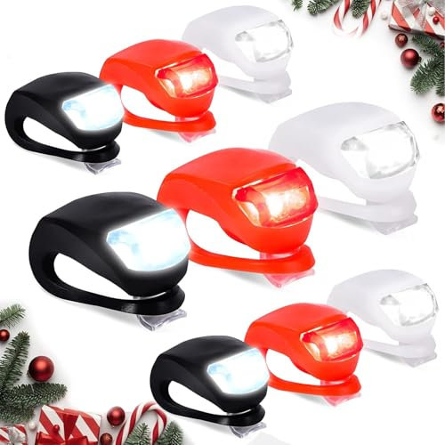 9 Stück Fahrradlicht Kinderwagen licht Silikon mit Batterie und 3 Leuchtfunktionen, Mehrzweck Wasserdichtes LED Warnlicht Roller Licht Led Rucksack Licht