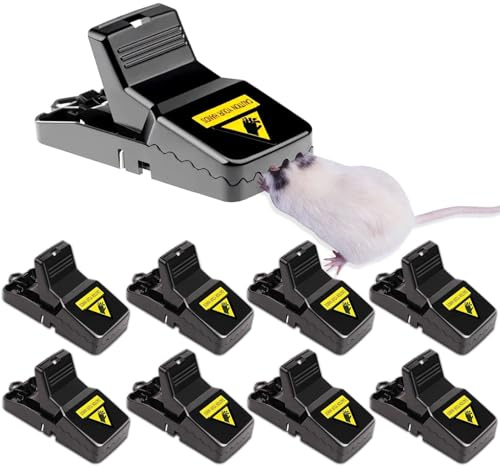 Acomingwin 8 Pack Mouse Traps for Indoor and Outdoor, Resuable Mouse Catcher, Safe and Effective Rat Traps for Family - Small Size, Strong Force - Black