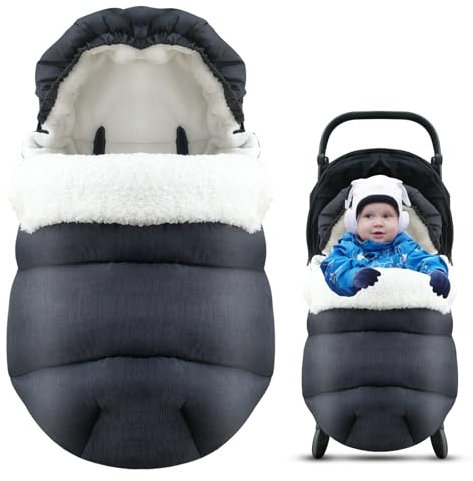SJDUOCAI Baby Fußsack Kinderwagen Winter,Polar Fleece Kinderwagen Schlafsack mit Reflektorstreifen,Baby Fußsack für Buggy mit Reißverschluss und Kordelzug Kapuze,für Babyschale,Schlitten und Buggys