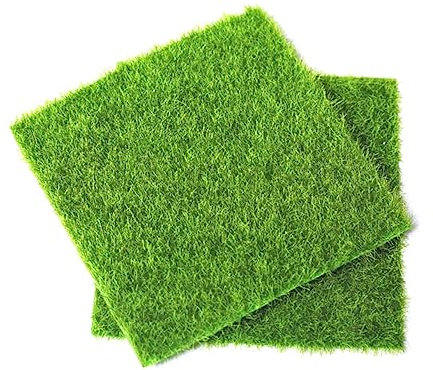 IWOWHERO Kunstrasen Simulation Moos 6 Stück 15x15cm PVC Mikro Landschaft Selbstgemacht Gartendekoration Miniatur Für Terrasse Und Rasen