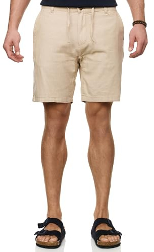Indicode Herren INErwil Shorts aus Leinen & Baumwolle | Herrenshorts Freizeitshorts Cornstalk, L