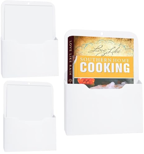 Porte Documents Magnétiques, 3 pièces Documents Magnétiques Pour Bureau, Réfrigérateur Dossier Magnétique, Porte Journaux Magnétique Mural, Porte Stylo Magnétique, pour les Studios, Dortoirs(Blanc)