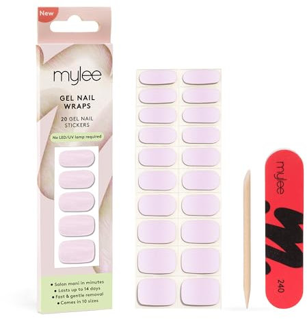 Mylee Gel Nail Wraps [Sea Shell] – 10 Pre-Cured Gel Stickers for Instant Mani – No Lamp Needed, Chip-Resistant, Glossy Finish, Lasts Up to 14 Days – Easy to Apply, Vegan & Cruelty-Free