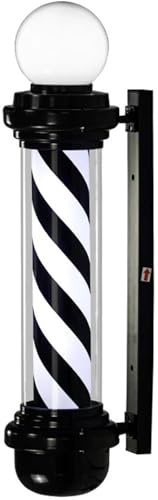 Barber Pole Barber Barber Barbero Barra con Lámpara LED Peinado Poste Giratorio Luz para Peluquería,Rojo,Negro,Blanco Y Azul,Diseño De Rayas Giratorias,Ahorro De Energía E Impermeable D,80CM