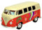 Welly Modell Auto Kompatibel mit VW Volkwagen Transporter T1 Orange mit weißem Dach Samba Bully Bus 1950-1967 1/34-1/39 Metal Modell Auto Die Cast Neu im Kasten