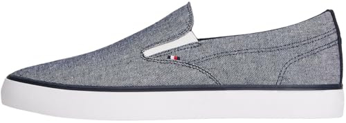 Tommy Hilfiger Herren Vulcanized Sneaker Harlem Slip On ohne Schnüren, Blau (Desert Sky), 47