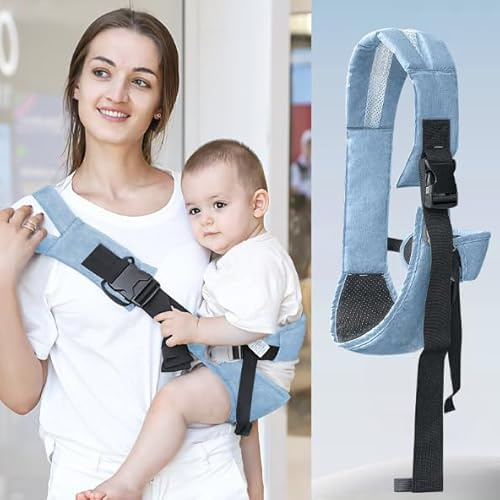 LIUYIDM Porteo Bebe Recien Nacido Multifunción Portabebes Lateral Ajustable Portabebes Lateral Fular Portabebe Verano, Adecuado para Bebés Niños Pequeños 6 a 48 Meses Carga 20 kg (Azul)