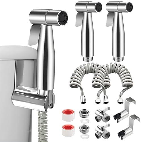 2 set Doccia Bidet Portatile, Bifunzionale Set Doccetta Per Lavandino In Acciaio Inossidabile, Idroscopino Per WC, Doccetta Per Bidet Con Tubo Retrattile In ABS, Supporto E Deviatore
