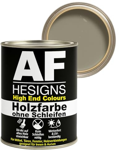 Alex Flittner Designs Peinture pour meubles, sans ponçage, gris galet RAL7032, satiné, 750 ml, vernis pour meubles bois et métal pour l'intérieur et l'extérieur