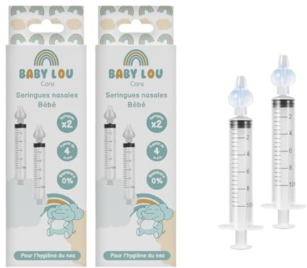 BABYLOU CARE | Siringhe nasali per neonati | Confezione da 4 siringhe | Pulizia del naso e irrigazione nasale | Riutilizzabili e senza bisfenolo A | A partire dai 4 mesi