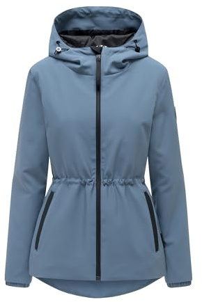 MARIKOO Damen Jacke (XS-3XL) wasserabweisend mit fester Kapuze, taillierbar - N127