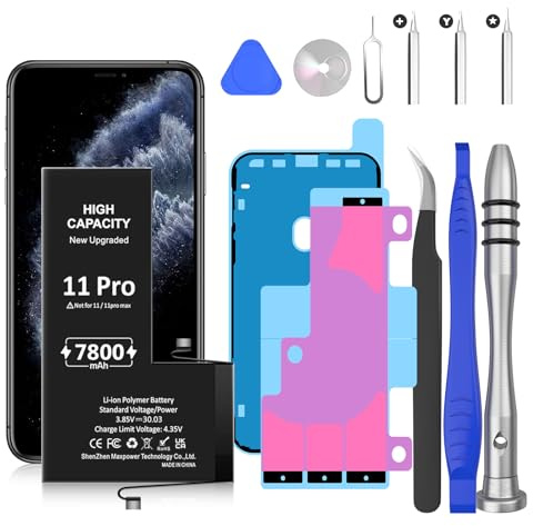 Batterie pour iPhone 11 Pro, 7800mAh Batterie Lithium ION Haute capacité avec Outils de réparation