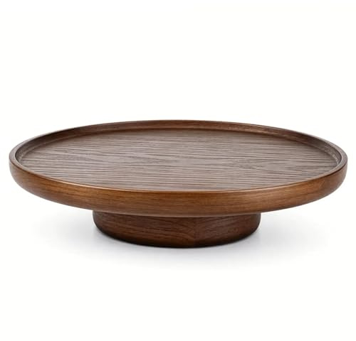 Vintage Solid Wood Round Tray - Dark Brown Decorative Tray, Perfume Tray & Candle Tray for Kitchen Décor, Jewelry, Keys & Small Items Storage Vintage Living Room Coffee Table Wooden Storage Tray