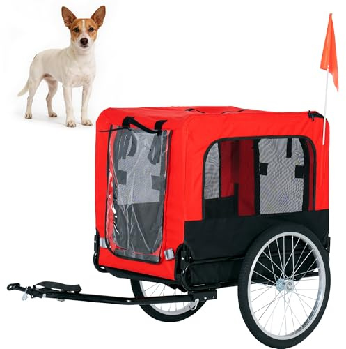 SDHYL Hundeanhänger fahrradanhänger Hunde hundewagen bis 40 kg hundebuggy faltbar, schnelle Umrüstung, inklusive Sicherheitszubehör