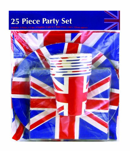 Union Jack Party Pack 8 Plates , 8 Napkins , 8 Cups & 1 Table cover
