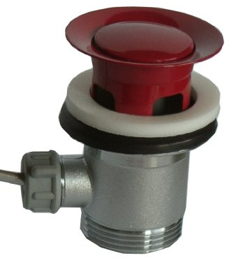 Ablaufgarnitur Excenter mit Überlauf für Waschbecken 1 1/4 Zoll Rot