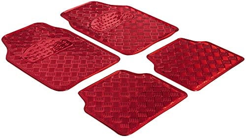 Walser Gummimatten, Universal Automatte Metallic, Fußmatten Komplettset Riffelblech, Schutzmatte rot, zuschneidbare Schmutzfangmatte 28021