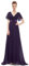 Ever-Pretty Abiti da Sera Donna Stile Impero Linea ad A Scollo a V Maniche Corte Lungo Viola Scuro 36