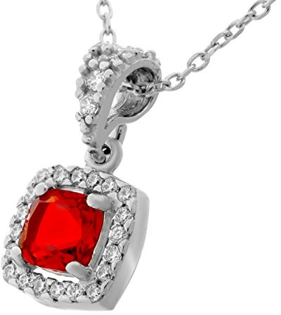 Orphelia Damen-Anhänger met Kette 925 Silber rhodiniert Zirkonia rot Brillantschliff-ZH-7199/RE