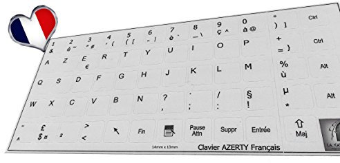 LA CAVERNE D'EABANI ® Sticker Autocollant AZERTY Clavier Français/Notebook Fond Gris 13mm*14mm