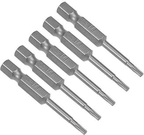 sourcing map 5 puntas de destornillador Torx magnéticas T8, vástago hexagonal de 1/4 pulgadas de longitud 5 cm S2 Power Tool