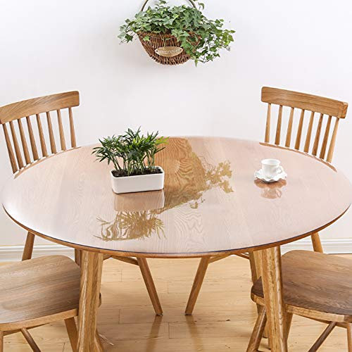 Geovne Nappe Imperméable,Nappe Transparente en Plastique en Verre Souple,Protection de Table Ronde de 1,5 mm D'épaisseur,Nappe de Table,pour Table D'appoint/Table de Chevet (120cm/47in)