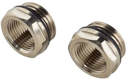 tecuro Heizkörper - Reduzierstück 1/2 Zoll AG x 3/8 Zoll IG - Messing vernickelt (2 Stück)