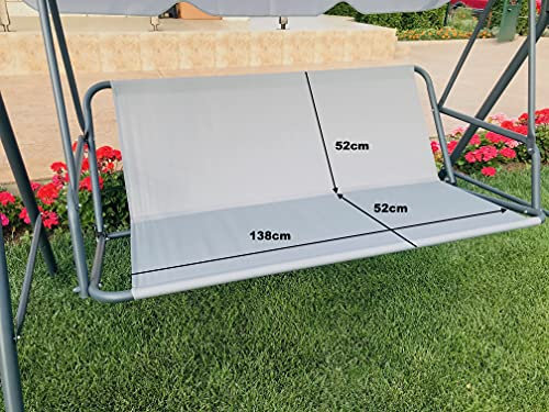 PETELA Ersatz-Schaukelsitzbezug für Hollywoodschaukel, Sitzbezug für Gartenstuhl, für den Außenbereich, 138 x 52 x 52 cm, Grau