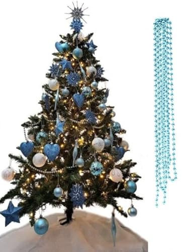 3m Bead Garland Luxury Christmas Tree & Room Decoration 8mm Bead 3m Chain (Ice Blue)