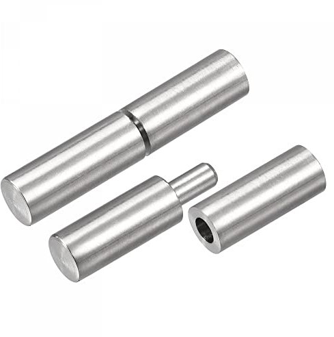 sourcing map Charnières à Souder sur Baril 80mm x 16mm Mâle à Femelle 201 Inox Acier Charnière Goupille pour Métal Domicile Barrière Porte Fenêtre 4 Paires