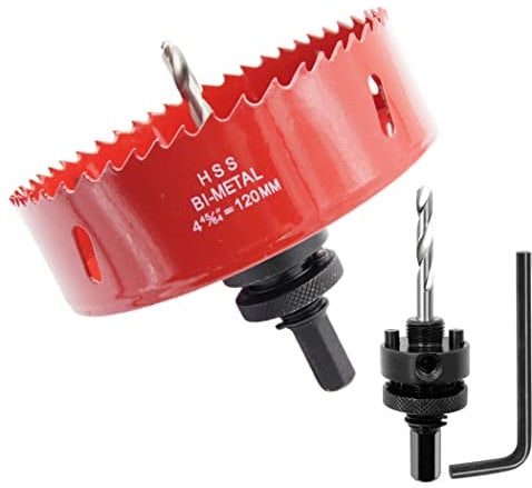 Scie cloche 120mm, LAIWEI A2 mèche cloche à arbre pour usage intensif, foret 4341,outil de perçage pour percer des trous dans différents types de bois, aluminium, PVC, etc.